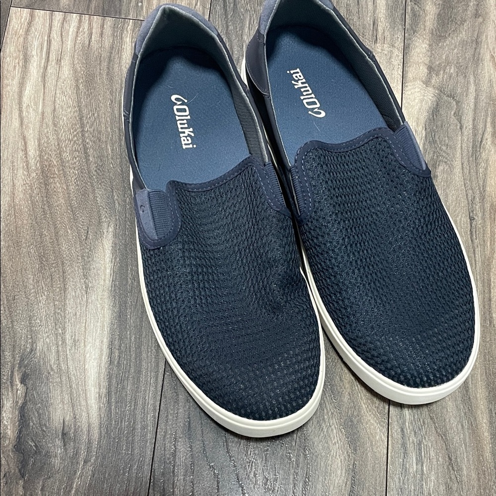 OluKai Men's Dark Blue Slip-On Loafers
